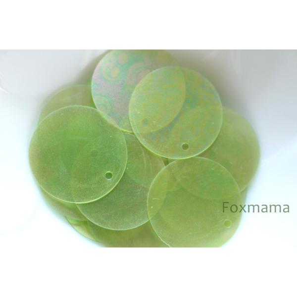 スパンコール 20mm 約28枚(約3g) 丸 トップホール オーロラ 黄緑 (SCC20AYGWS...