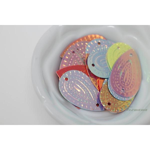 スパンコール 約25枚(約3g) 型押し雫 水滴 オーロラ 混色(SDP25AMXBQK1)