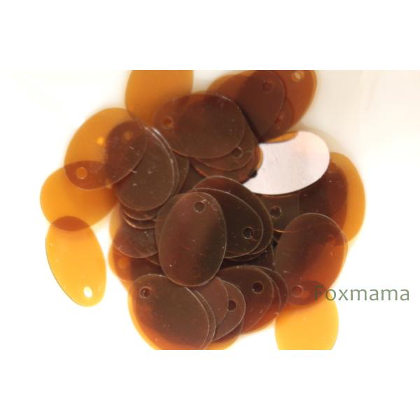 スパンコール 約13x9mm 約55枚(約2g) たまご形 トップホール 半透明 茶色 (SEG13...