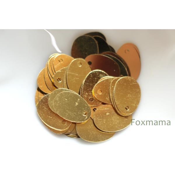 スパンコール 約13x9mm 約48枚(約2g) たまご形 トップホール メタリック 金色 (SEG...