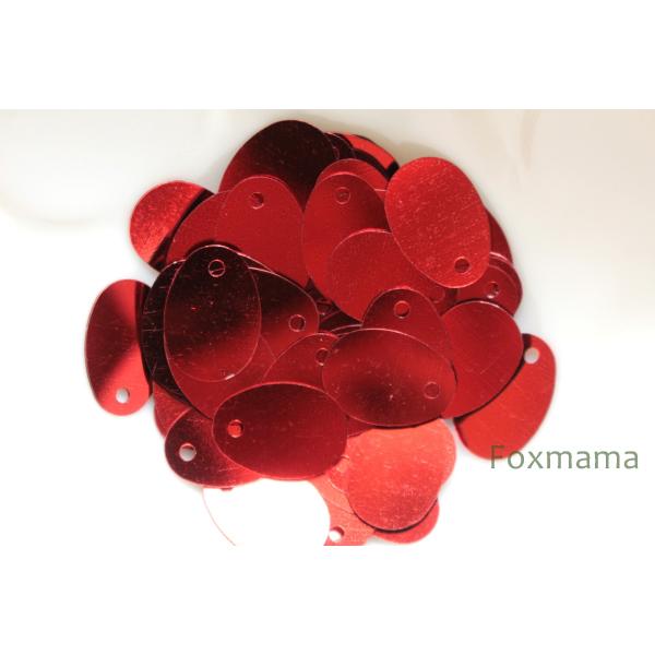 スパンコール 約13x9mm 約55枚(約2g) たまご形 トップホール メタリック 赤 (SEG1...