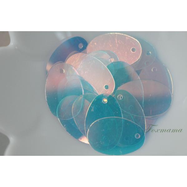 【訳あり】スパンコール 19x12mm 約40枚(約3g) タマゴ形 トップホール オーロラ 透明 ...