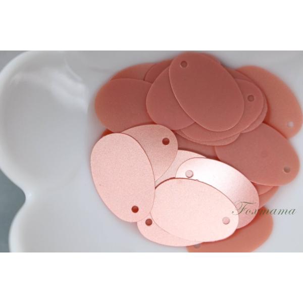 スパンコール 約40枚(約2.5g) たまご形 トップホール 19x12mm マット コーラル色(S...