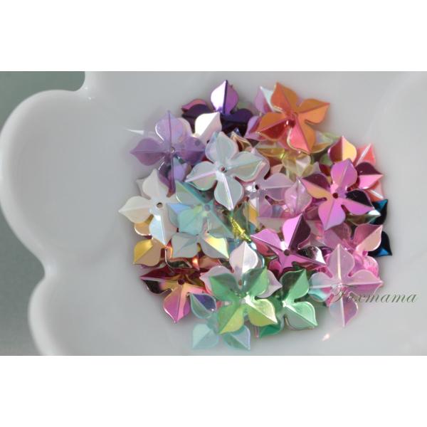 スパンコール 10mm 約70枚(約2g) 4枚花びら オーロラ 半透明 混色 (SF410AMXH...
