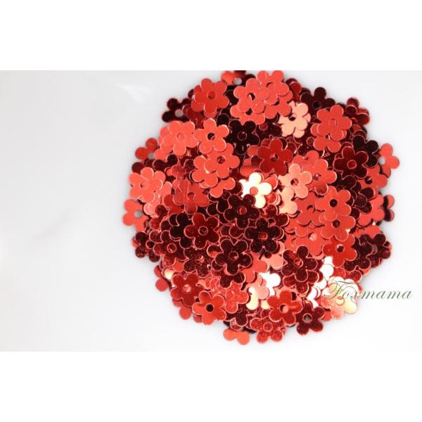 スパンコール 約400枚(約2g) 5mm 5枚花びら メタリック 赤 (SF505TRDSE00)