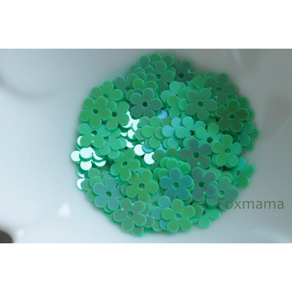 スパンコール 7mm 約170枚(約2g) 5枚花びら オーロラ エメラルド 緑系(SF507AEL...