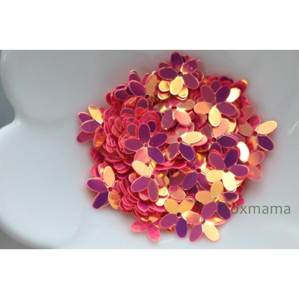 スパンコール 10mm 約100枚(約2.5g) 5枚花びら オーロラ 濃いピンク (SF510AD...