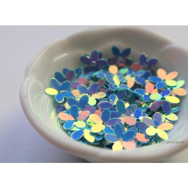 スパンコール 約105枚(約2.8g) 5枚花びら 10mm オーロラ水色 (SF510AWTBS0...