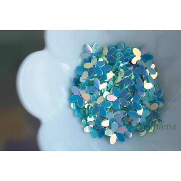スパンコール 10mm 約100枚(約2.5g) 5枚花びら オーロラ水色 (SF510AWTEH0...