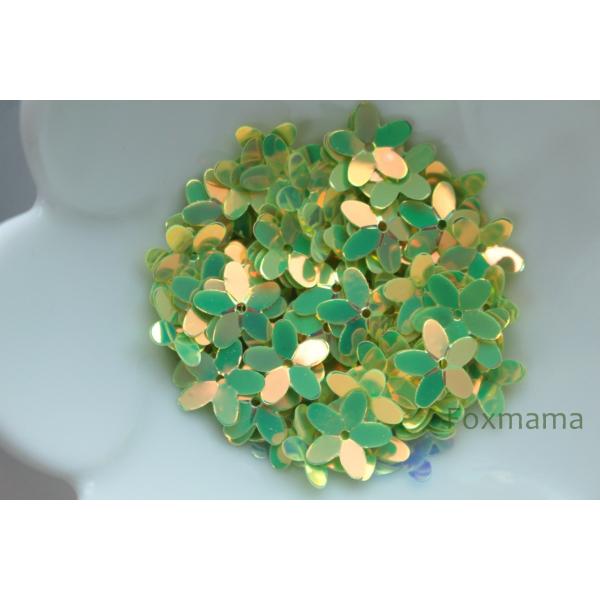 スパンコール 10mm 約100枚(約2.5g) 5枚花びら オーロラ 黄緑 (SF510AYGES...
