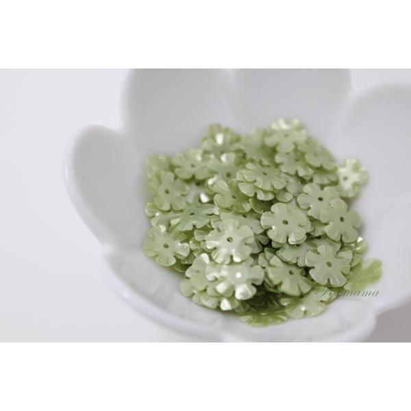 スパンコール 約3.8g分 5枚花びら10mm マット緑(SF510MGRBJHS)