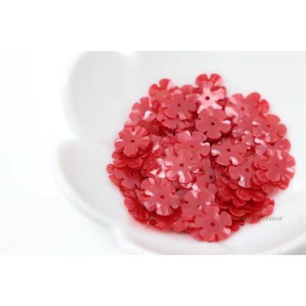 スパンコール 約3.8g分 5枚花びら10mm マット赤(SF510MRDBJHS)