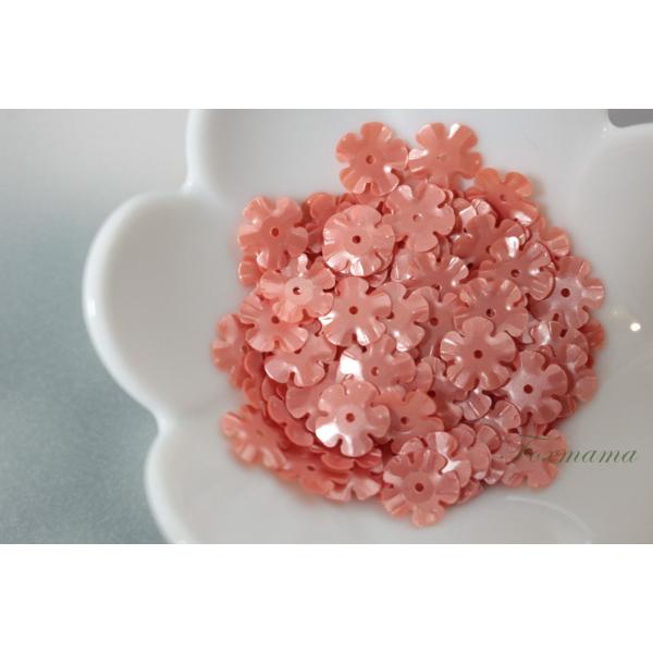 スパンコール 10mm 約110枚(約2.5g) 5枚花びら マット サーモンピンク (SF510M...