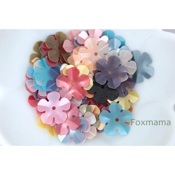 スパンコール 14mm 約3g(約75枚) 5枚花びら マット 混色 (SF514MMXWS00)