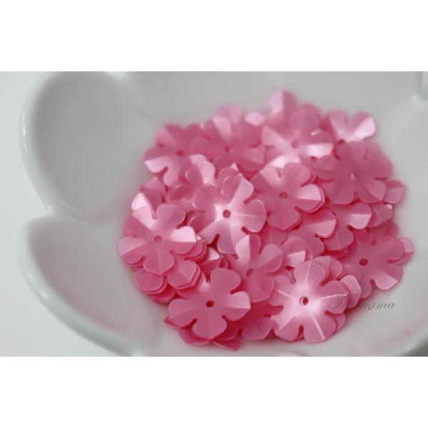 スパンコール 約3.8g分(約80枚) 5枚花びら14mm マット半透明ピンク(SF514MPKBJ...