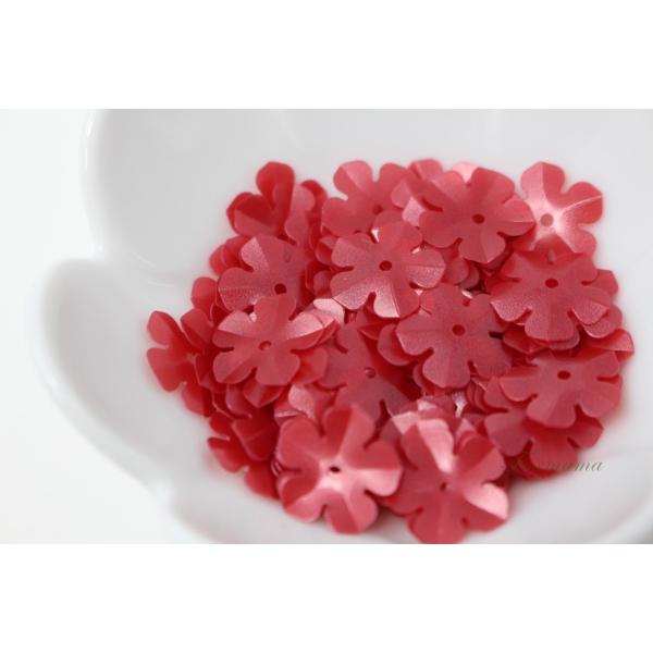 スパンコール 約3.8g分(約80枚) 5枚花びら14mm マット半透明赤(SF514MRDBJHS...