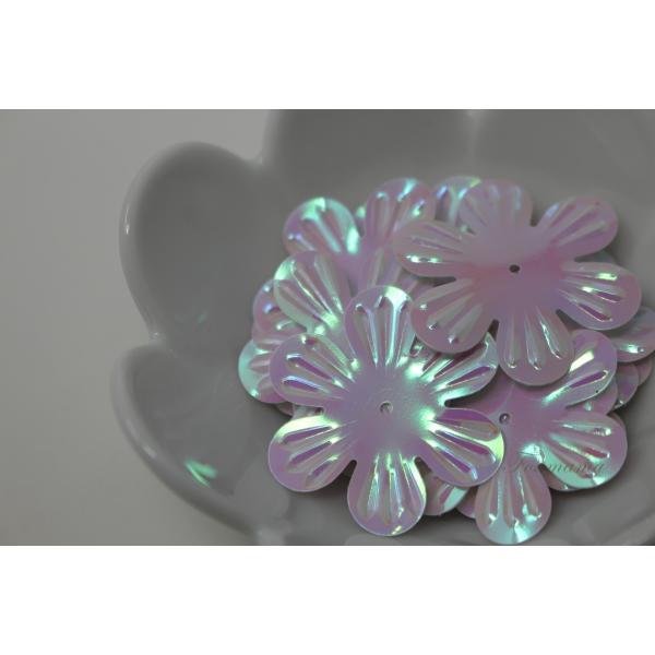 スパンコール 15枚 6枚花びら 32mm オーロラ白(SF632AWHBJ00)