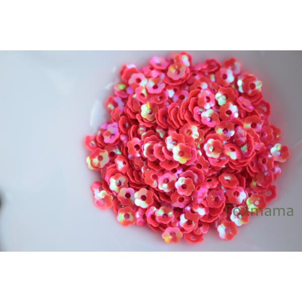 スパンコール 4mm 約530枚(約2.5g) 花カップ オーロラ チェリー色 (SFC04ACYE...