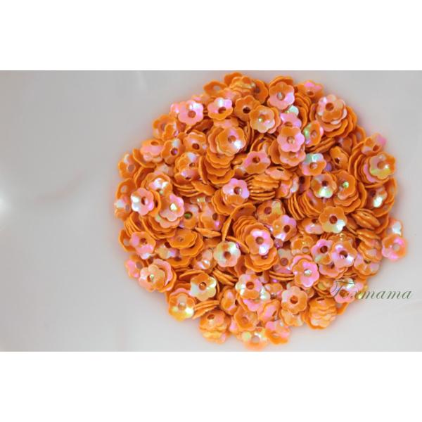 スパンコール 4mm 約620枚(約2.5g) 花カップ オーロラ オレンジ (SFC04AOGSJ...