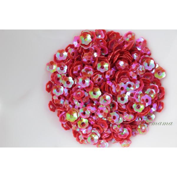 スパンコール 4mm 約620枚(約2.5g) 花カップ オーロラ 赤 (SFC04ARDSJ00)