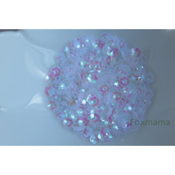 スパンコール 4mm 約580枚(約2.5g) 花カップ オーロラ 半透明白 (SFC04AWHES...