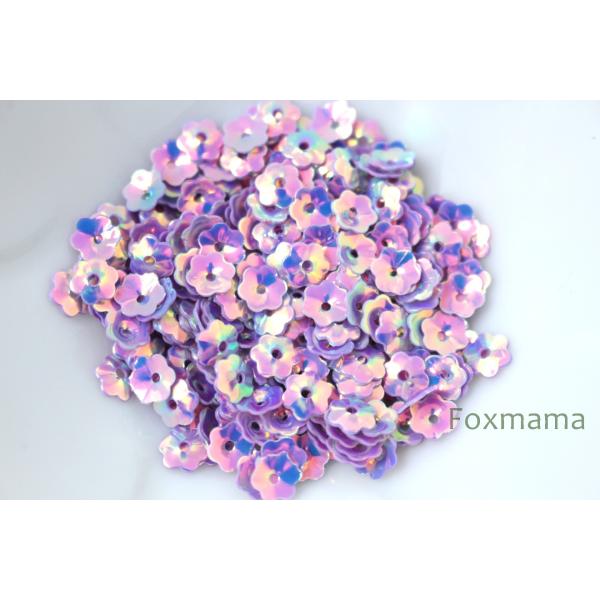 スパンコール 約340枚(約2.5g) 花カップ 5mm オーロラ 紫 (SFC05APPGA00)