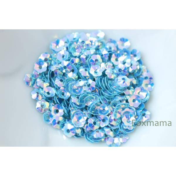 スパンコール 約340枚(約2.5g) 花カップ 5mm オーロラ 水色 (SFC05AWTGA00...