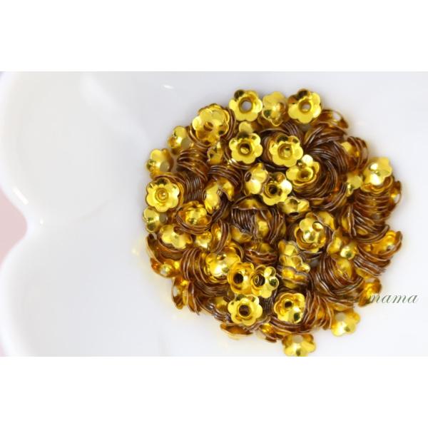 スパンコール 5mm 約320枚(約2.5g) 花カップ メタリック 金色 ゴールド (SFC05T...