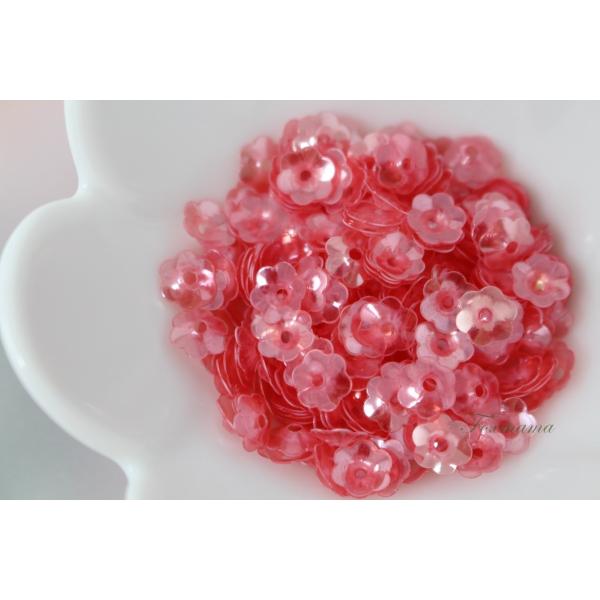 スパンコール 約300枚(約3.5g) 花カップ 7mm 半透明 チェリー (SFC070CYJWH...