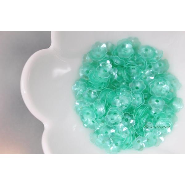 スパンコール 約280枚(約3.5g) 花カップ 7mm 半透明 エメラルドグリーン(SFC070E...