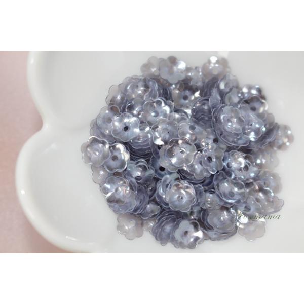 スパンコール 約300枚(約3.5g) 花カップ 7mm 半透明 灰色 グレー (SFC070GYJ...