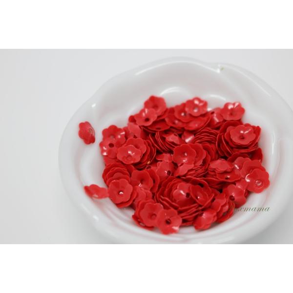 スパンコール 約260枚(約3.5g) 花カップ 7mm 赤 (SFC070RDBS00)