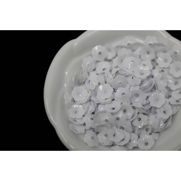 スパンコール 約260枚(約3.5g) 花カップ 7mm 白 (SFC070WHBS00)