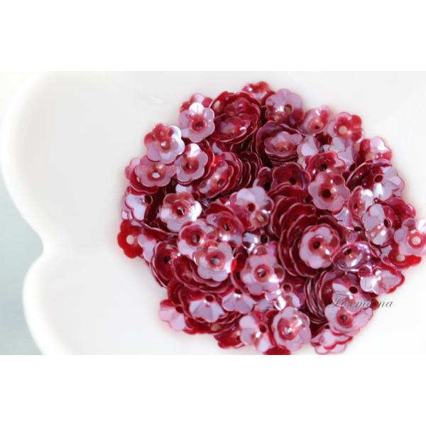 スパンコール 約300枚(約3.5g) 花カップ 7mm 半透明 ワイン色 (SFC070WNJWH...