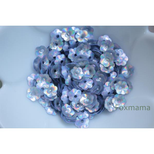 スパンコール 約260枚(約3.5g)花カップ 7mm オーロラ 銀色 (SFC07ASVEH00)
