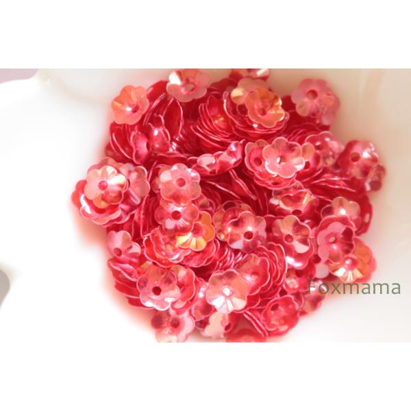 スパンコール 7mm 約300枚(約3.5g) 花カップ 半透明 赤 (SFC07BRDWS00)