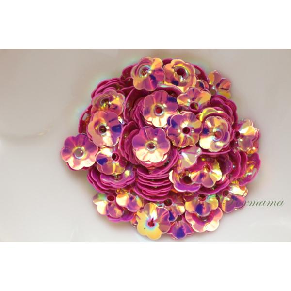 スパンコール 8mm 約120枚(約2.5g) 花カップ オーロラ 赤紫 (SFC08ARMSE00...
