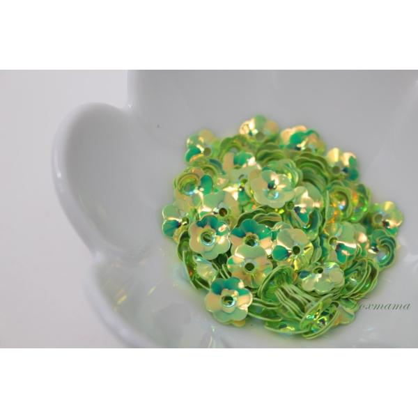 スパンコール 花カップ 約2.5g(約120枚) 8mm オーロラ黄緑(SFC08AYGBJ00)