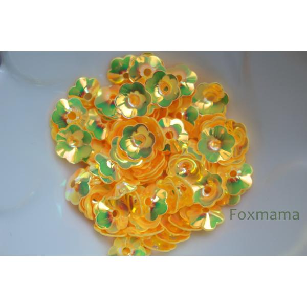 スパンコール 約100枚(約2.5g) 花カップ 8mm オーロラ黄色(SFC08AYLGA00)