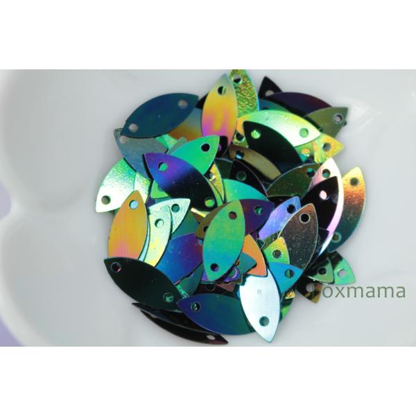 【セール品】スパンコール 15mm 約3g ホースアイ 二つ穴 オーロラ 玉虫色 (SHE15AIR...