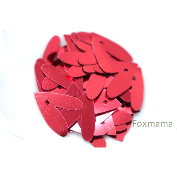 スパンコール 約50枚(約3g) ハート 20mm トップホール メタリック 赤 (SHT20TRD...