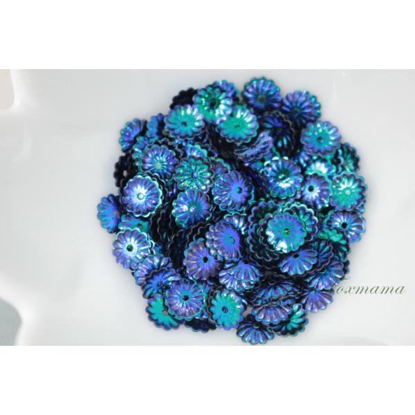 スパンコール 6mm 約170枚(約2g) 菊 カップ オーロラ 青緑 (SKC06AGBHL00)