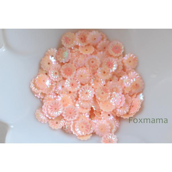 スパンコール 約170枚(約2g) 菊 カップ 6mm オーロラ サーモンピンク 01(SKC06A...