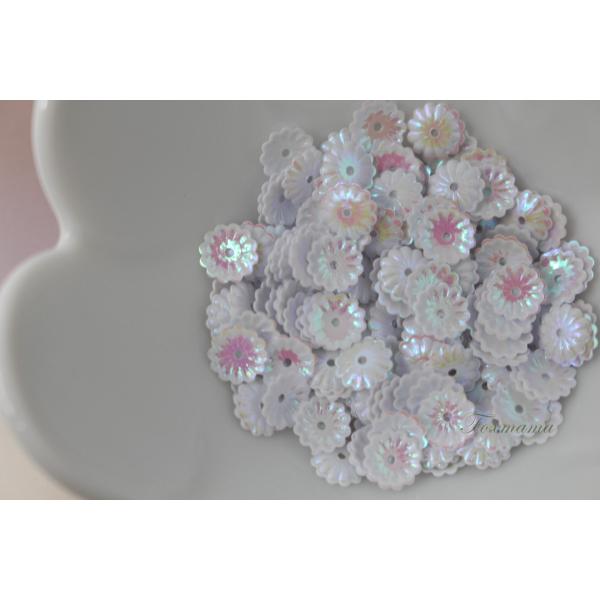 スパンコール 約170枚(約2g) 菊 カップ 6mm オーロラ 白(SKC06AWHJW00)