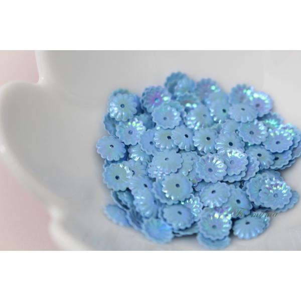 スパンコール 約170枚(約2g) 菊 カップ 6mm オーロラ 水色 (SKC06AWTJW00)
