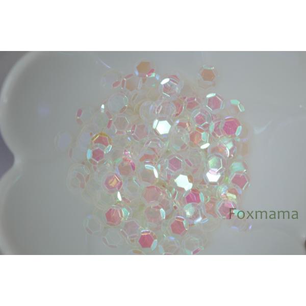 スパンコール 5mm 約250枚(約2g) 亀甲 オーロラ半透明白 穴なし (SKK05AWHFOH...