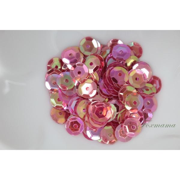 スパンコール 6mm 約170枚(約2g) 亀甲 オーロラ ピンク紫 (SKK06APMHL00)