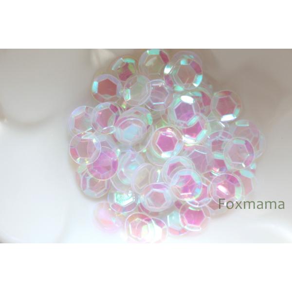 スパンコール 7mm 約130枚(約2.5g) 亀甲 穴なし オーロラ半透明白 (SKK07AWHW...
