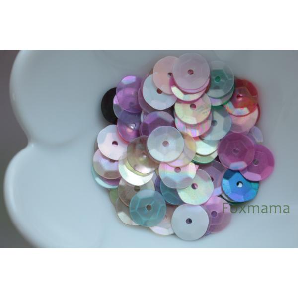 スパンコール 9mm 約120枚(約2.5g) 亀甲 マット 薄オーロラ 混色 (SKK09AMXE...