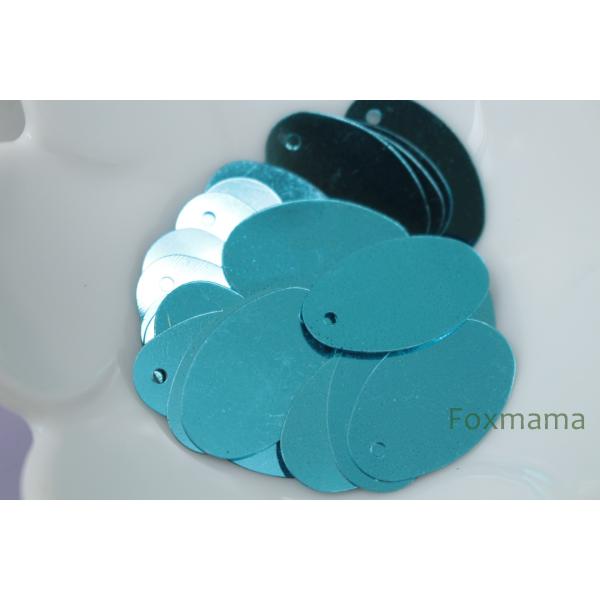 【セール品】スパンコール 21mm 約3g 楕円 トップホール メタリック 水色 (SOV21TWT...